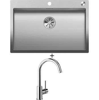 Nerezový dřez Nerezový dřez SET Blanco CLARON 700-IF/A nerez Durinox s excentrickým ovládáním PushControl 523394 + Blanco MIDA chrom 517742