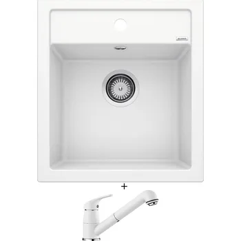 Kuchyňský dřez Granitový dřez SET Blanco DALAGO 45 bílá + Blanco DARAS-S bílá 517735