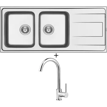 Nerezový dřez Nerezový dřez SET Pyramis ALEA 116X50 2B 1D nerez + Deante ASTER 062 M chrom