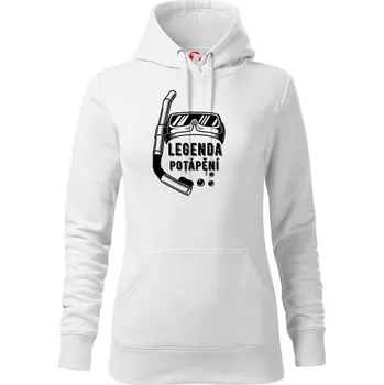 Dámská mikina Legenda potápění - Mikina dámská Cape s kapucí - S ( Bílá )