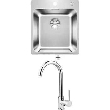 Nerezový dřez SET Blanco SOLIS 400-IF/A nerez kartáčovaný s excentrem PushControl 526119 + Deante ASTER 062 M chrom
