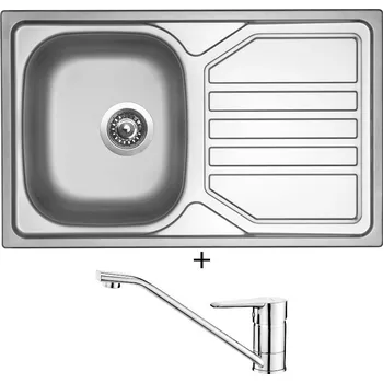 Kuchyňský dřez Nerezový dřez SET Sinks OKIO 800 V nerez matný + Deante CORIO BFC 060M chrom