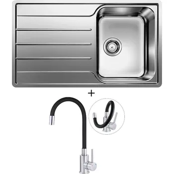 Kuchyňský dřez Nerezový dřez SET Blanco LEMIS 45 S-IF nerez kartáčovaný 523030 + Deante NEO LUNO BOC B720 nerez