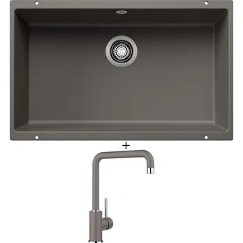 Granitový dřez Dřez pod desku SET Blanco ROTAN 700 U šedá vulkán 527330 + Blanco MILI šedá vulkán 527460