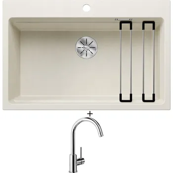 Granitový dřez Granitový dřez SET Blanco ETAGON 8 bílá soft 527079 + Blanco MIDA chrom 517742