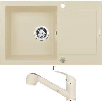 Granitový dřez SET Pyramis MIDO (79x50) 1B 1D vanilka + Pyramis FIDO vanilka