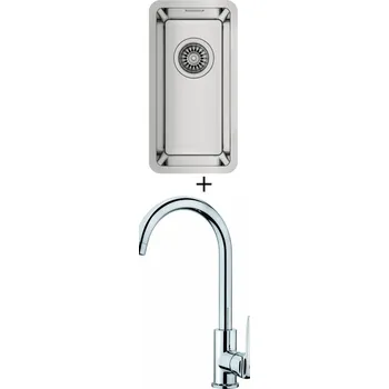 Granitový dřez Dřez pod desku SET Teka BE LINEA RS15 18.40 X nerez + Teka IN 915 CR chrom