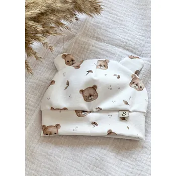 Kojenecká čepice Čepička pro miminko - medvídci s oušky Velikost čepičky: 38 (2-4měsíce)