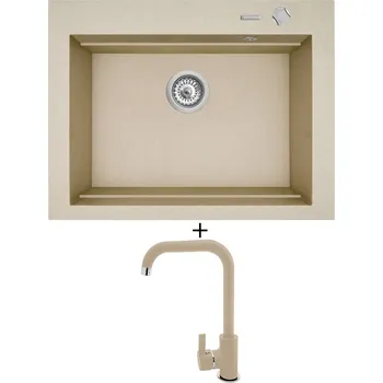 Granitový dřez Granitový dřez SET Pyramis SIROS (67x51,5) 1B béžová + Pyramis SILVIO béžová