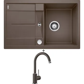 Kuchyňský dřez Granitový dřez SET Blanco METRA 45 S kávová + excentrické ovládání + Blanco MIDA kávová 519423