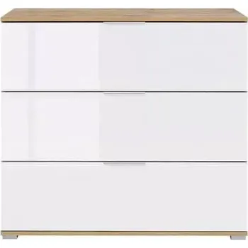 Obývací stěna Šuplíková komoda Zele KOM3 - dub wotan/bílý lesk - SLEVA 3% s kodem radost25