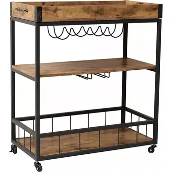 Servírovací stolek Servírovací vozík SILVIUS, dub smoke / černá - SLEVA 3% s kodem radost25