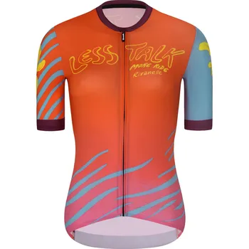 cyklistický dres RIVANELLE Cyklistický dres s krátkým rukávem - LESS TALK - červená/vícebarevná XS