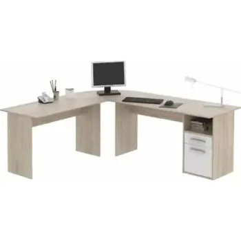 Psací stůl Rohový PC stůl MAURUS MA11 - dub sonoma/bílá - SLEVA 3% s kodem radost25