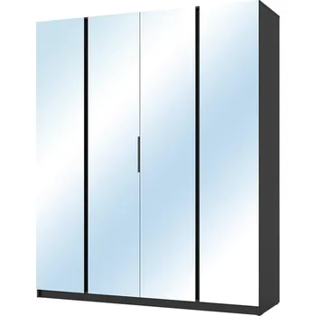 Šatní skříň Šatní skříň KAJA 4LU | 200 cm | se zrcadly | VYSOKÁ | černá/evoke