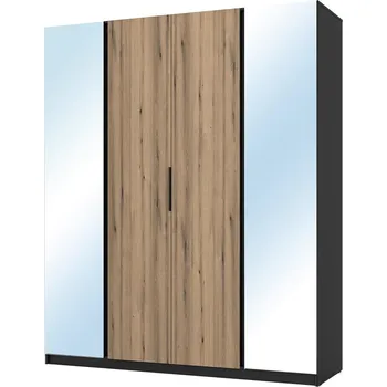 Šatní skříň Šatní skříň KAJA 2LU 2F | 200 cm | se zrcadly | VYSOKÁ | černá/evoke