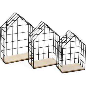 police Set 3 poliček AZURI - přírodní/černá - SLEVA 3% s kodem radost25