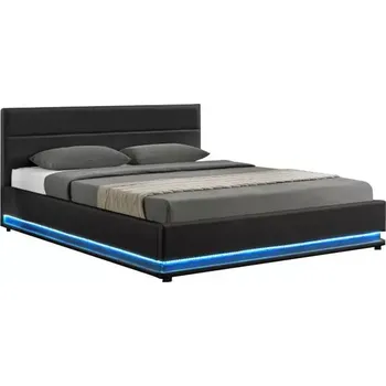 Ložnice Manželská postel BIRGET NEW s LED osvětlením, 163x200 - černá - doprava zdarma - SLEVA 3% s kodem radost25