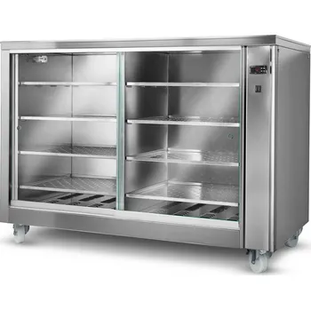 Lednice G.Gastro Ohřívací skříň režon s posuvnými skleněnými dveřmi & 8 policemi - 1415 x 1045 x 1020 mm
