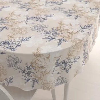 ubrus Dekorační oválný ubrus PML-058 Květinová perokresba na světle béžovém 100x140 cm