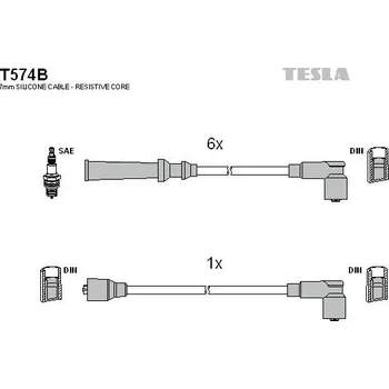 Zapalovací kabel Sada kabelů pro zapalování TESLA T574B