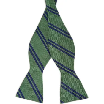 Motýlek Zelený hedvábný vázací motýlek s dvojitým navy proužkem - Trendhim