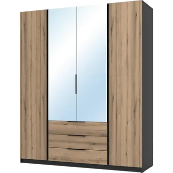 Šatní skříň Šatní skříň KAJA 2F 2LU 3S | 200 cm | se zrcadly | VYSOKÁ | černá/evoke