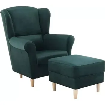 Křeslo Křeslo ušák ASTRO s taburetem - smaragdové - doprava zdarma - SLEVA 3% s kodem radost25