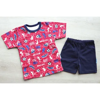 Kojenecká souprava AMÁLKA Letní, bavlněný, krátký komplet, fotbal Velikost: 74