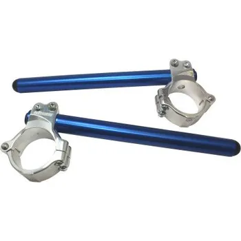 Aluminium-forged clip-ons ACCOSSATO with metal clamp composed of 2 half-rings 10 degrees inclination, blue CP004S-10-B-280
