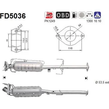 Filtr pevných částic Filtr pevnych castic, vyfukovy system AS FD5036