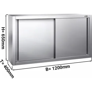 Kuchyňská skříňka G.Gastro Nerezová nástěnná skříňka PREMIUM 1,2 m - s posuvnými dveřmi - výška 0,65 m