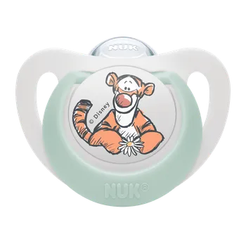 dudlíky NUK Silikonové šidítko Star Disney Medvídek Pú Vel. 0-6 m Bílá