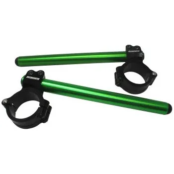 Aluminium-forged clip-ons ACCOSSATO with metal clamp composed of 2 half-rings 10 degrees inclination, green CP004N-20-G-250