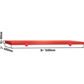 Kuchyňské prkénko G.Gastro Commercial Prep Table Cutting Board 1600×600×40 mm – HACCP - Red - PE500 Plastic - 4 Stoppers