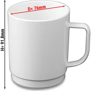 G.Gastro (50 Kusů) Polykarbonátový šálek na čaj/kávu, bílý - 250 ml