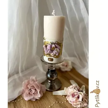 Svíčka Svíčka Jemný KUNZIT - kámen LÁSKY a SÍLY (Ručně vyráběná dekorační svíčka ze sojového vosku. Vyrobeno v ČR)