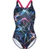 Dámské plavky Arena Swim Pro Back Allover Black/Multi/Freak Rose