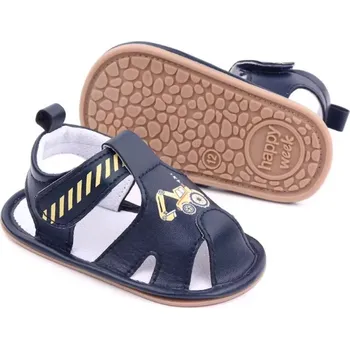 Capáčky Sandálky 6-12 měsíců - D2574-2 / tmavě modrá s bagrem