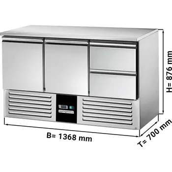 Lednice G.Gastro Chladicí stůl PREMIUM - 1370x700mm - se 2 dveřmi & 2 zásuvkami