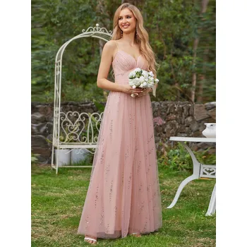 Dámské šaty Tylové šaty pro družičku s výstřihem do V Barva: Růžová, Velikost: XL