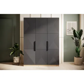 Šatní skříň Šatní skříň Asha 150, artisan / rivier stone mat / černé úchyty