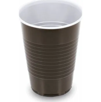 Jednorázové nádobí Kávový kelímek (PP) hnědo/bílý O70mm 180ml [15 ks]