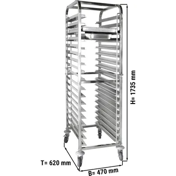 Nerezový dřez G.Gastro Tray Trolley ECO – 18 Tier - GN 1/1 & EN 600×400 - AISI 304 Steel - Braked Castors