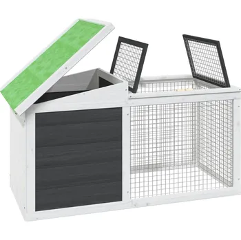 králíkárna Králíkárna s výběhem z masivního borového dřeva šedá/bílá/zelená 55 x 100,5 x 54 cm
