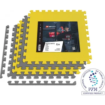 Zátěžová podložka Hop-Sport Podložka puzzle EVA 1cm - 4 ks šedo / žlutá