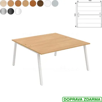 Psací stůl USD A 1600 Hobis UNI - Stůl pracovní zdvojený 160 x 160
