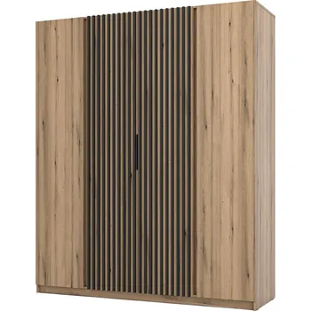 Šatní skříň Šatní skříň KAJA 2F 2LAM | 200 cm | bez zrcadla | VYSOKÁ | evoke + černé lamely