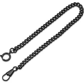 Hodinky Nerezový řetízek na kapesní hodinky s uzavíracím kroužkem černé barvy - Seizmont