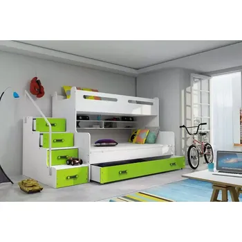 Dětská postel Patrová postel Maty NEW s úložným prostorem bílá/zelená - doprava zdarma - SLEVA 3% s kodem radost25
